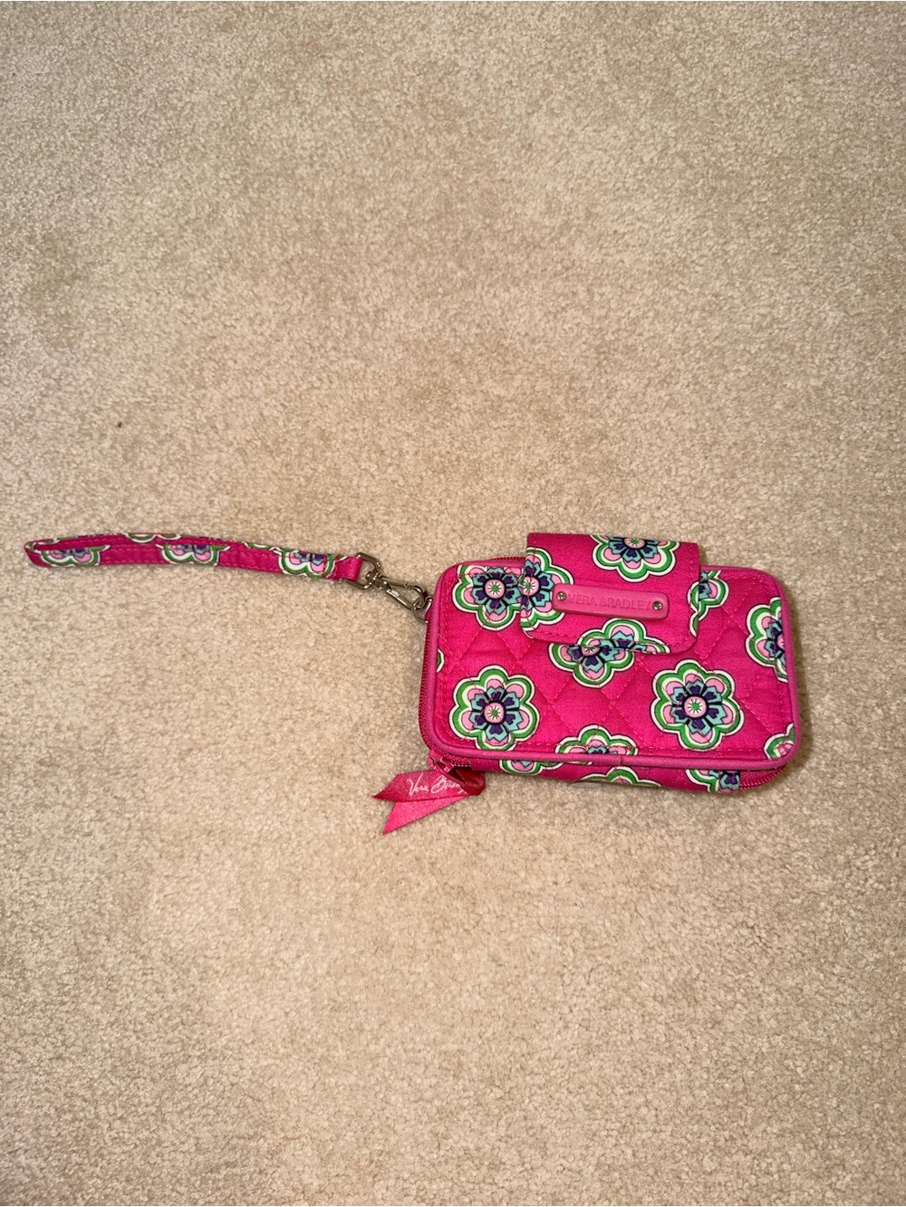 Vera Bradley Hot Pink Floral Quilted Wristlet